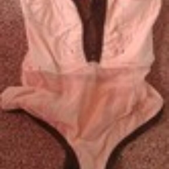 JUAN UC SIZE MEDIUM BODY SUIT NUDE BLACK TRIM & LACE SNAP CROTCH SEXY! NEW - Picture 3 of 6